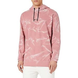 Boss Heren Wesoil Sweatshirt met capuchon Relaxed Fit van molton gebleekt met spray, Licht/Pastel Pink680, 3XL