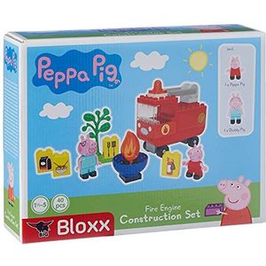 BIG 800057146 - Peppa Pig Bloxx Brandweerauto - Peppa's brandweer, constructieset, BIG-Bloxx set inclusief Peppa en Papa Pig 40 delen, voor kinderen vanaf 18 maanden, Meerkleurig