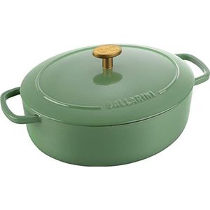 BALLARINI Bellamonte Ovenschotel, braadschaal, Nederlandse oven, geëmailleerd gietijzer, ovaal, 23 cm, 2,2 l, groen