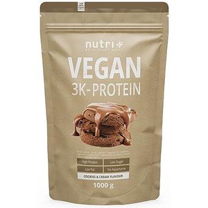 PROTEIN POWDER VEGAN Cookies & Cream 1kg - 79% proteÃ¯ne - Nutri-Plus Shape & Shake 3k spieropbouwend proteÃ¯ne- Veganistisch proteÃ¯nepoeder