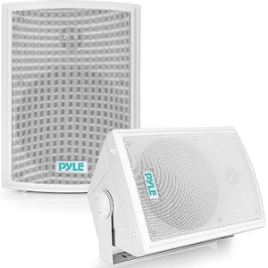 Pyle Luidspreker- Waterdichte Speaker Systeem – Buitenluidspreker- Weersbestendige Muur- of Plafond Luidsprekers - Universele Bevestiging - Voor Gebruik in het Zwembad, Binnen, Patio - Wit