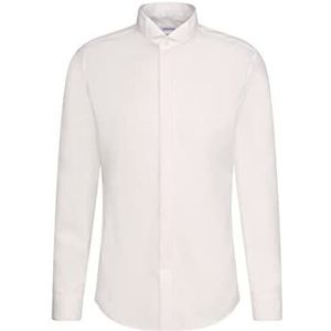 Seidensticker Heren business overhemd - Shaped Fit - strijkvrij - George kraag - lange mouwen - 100% katoen, ivoor (Ecru 21), 37