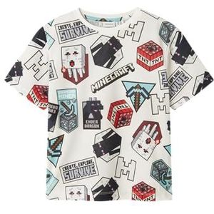 NAME IT Jongens Nkmmap Minecraft Nreg Ss Poly Top Bfu, wit (bright white), 122-128
