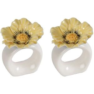 ByON Poppy servetringen – set van 2 – bloemenvormig design van handbeschilderd porselein – decoratieve tafeldecoratie – kleur: beige, 5260919903