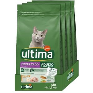Ultima Gesteriliseerd kattenvoer voor volwassenen met kip, verpakking van 4 x 1,5 kg, totaal 6 kg