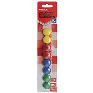 Whiteboard-magneten OFFICE PRODUCTS ronde diameter 20 mm 8 stuks blister verschillende kleuren / / type-krachtig/vorm-rond/materiaal-kunststof/magneet/kleur-verschillende kleuren/grootte-D. 20 mm