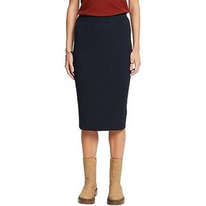 ESPRIT Midirok van geribbeld breisel, petrol, S