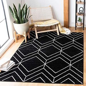 Safavieh Adirondack Collection ADR241 tapijt, modern, geometrisch, geweven, rechthoekig, 122 x 183 cm, zwart/ivoorkleurig