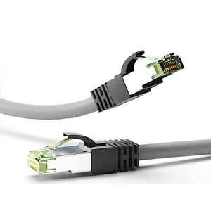 Goobay 55141 RJ45 patchkabel met CAT 8.1 S/FTP ruwe kabel / RJ45 stekker / 8K Gaming PS5 Playstation 5/2.000 MHz/OFC netwerkkabel/grijs/LAN-kabel 10 m