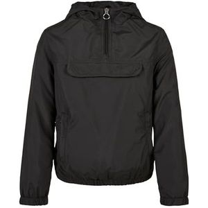 Urban Classics Windrunner Windbreaker voor meisjes, basic pullover met jas om over te trekken, voor meisjes, zwart, 158/164 cm