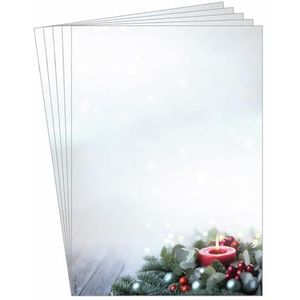 SIGEL DP640 kerstmotief-papier - kaars - groen/rood - 90 g/m² - A4-100 vel