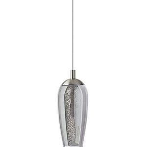 EGLO Farsala hanglamp met 1 lichtpunt, hanglamp van metaal, rookglas en kristalgranulaat, armatuur voor eettafel of woonkamer in nikkel-mat en zwart-t