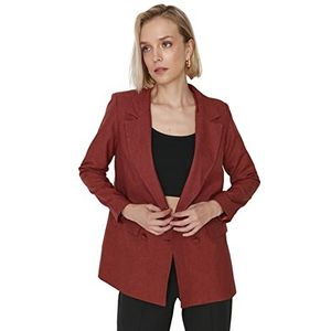 TRENDYOL Vrouw Normaal dubbele rij reverskraag geweven stof blazer, Braun, 34