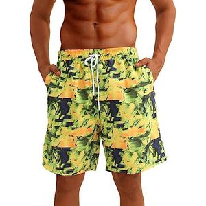 riemot Zwembroek voor heren, korte boardshorts, geel, S