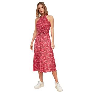 Trendyol Damesriem bloemenpatroon halterkraagjurk jurk, roze, 42
