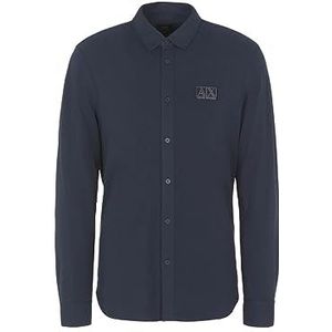 Armani Exchange Sustainable, regular fit, geborduurd logo shirt voor heren, blauw, S