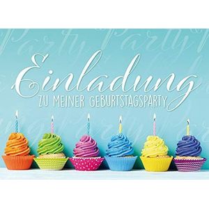 Perleberg Uitnodigingskaart verjaardag met envelop in wit - hoogwaardige verjaardagsuitnodiging met kleurrijke cupcakes - uitnodiging voor verjaardagsfeest 5 stuks - verjaardagsuitnodigingskaart 10,5