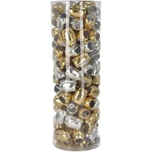 Clairefontaine 211327C Maxi kristallen doos met 120 spoelen cadeaulint, 10 m x 0,70 cm, ideaal voor uw geschenk met metaaleffect, verpakking van 120, 6 kleuren gesorteerd 120er Pack goud-zilver