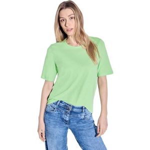 Cecil Basic T-shirt voor dames in effen kleur, Matcha Lime, XL