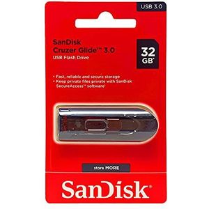 SanDisk Cruzer Glide USB-Flashdrive 32 GB Pak van 3 (Ontwerp Met Intrekbare USB-Connector, Snelle Bestandsoverdracht Via Slepen-En-Neerzetten, SanDisk SecureAccess Software)