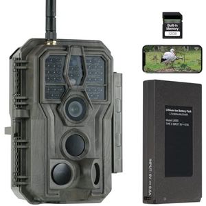GardePro E8P Max WiFi Wildcamera, Oplaadbare 8000mAh Batterij, Ingebouwde SD Kaart, 64MP 1296P, E8PMB Camera met Bewegingssensor en Nachtzicht, Upload naar Mobiele Apparaten
