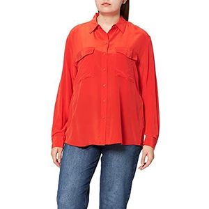 BOSS Dames C Biventi blouse van zandgewassen zijde, Helder Orange821, 46