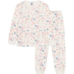 Petit Bateau Pyjama voor kinderen van fleece met bloemenprint, Milk/Multico, 24 Maanden