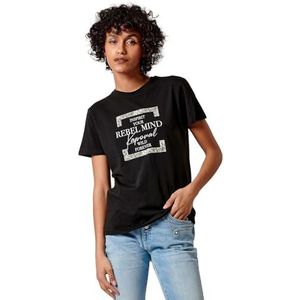 Kaporal, T-shirt, model Fanny, dames, houtskool, S; getailleerde pasvorm, korte mouwen, ronde hals, Antraciet, S