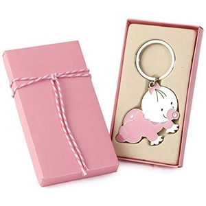 Mopec- MA887.2 sleutelhanger baby kruipdier met geschenkdoos, roze versierd, meerkleurig