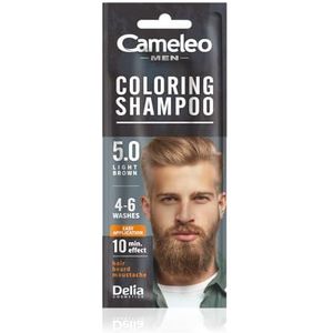 Cameleo Men – kleurende shampoo – lichtbruin – haren, baard, snor – verfrist – houdt 4 tot 6 wasbeurten – eenvoudig en snel gebruik – walnootextract – 15 ml