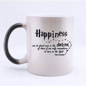 Custom Harry Potter koffiemok, geluk kan ook in de donkerste tijd worden gevonden als je er alleen aan denkt, om aan de lamp