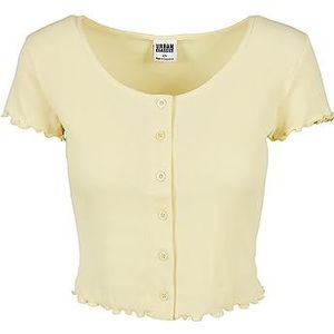 Urban Classics Dames Dames Dames Cropped Button Up Rib Tee T-Shirt, softyellow, 5XL