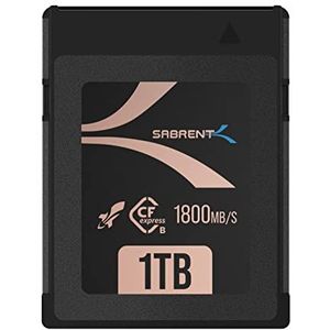 SABRENT CFexpress geheugenkaart type B 1TB (1800 MB/s lezen, 1700MB/s schrijven, cf express geheugenkaart 8k raw voor DSLR, professionele cinematografen, fotografen, videografen, vloggers (CF-XXIT-1TB).