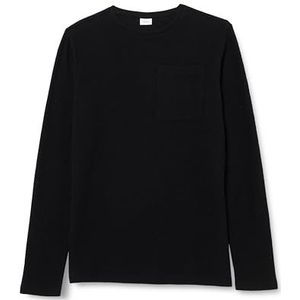 s.Oliver Jongens shirt met lange mouwen met wafelpiqué-structuur, zwart, 140 cm