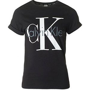 Calvin Klein Dames Top S/S Crew T-Shirt, Schwarz (Black (White Logo) 001), M