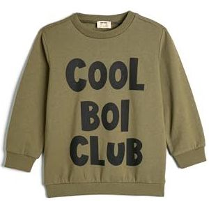 Koton Boys's Long Sleeve Crew Neck Printed Detail Soft Interior Sweatshirt, kaki (861), 4-5 jaar