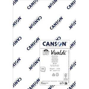 CANSON Iris Vivaldi, gekleurd tekenpapier, glad, 185 g/m², vel, A4, 21 x 29,7 cm, wit, 250 vellen