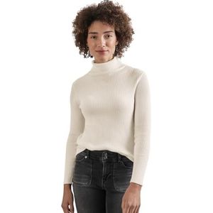 STREET ONE LTD QR_Basic Rolneck Geribbeld, Cream White Melange, 46