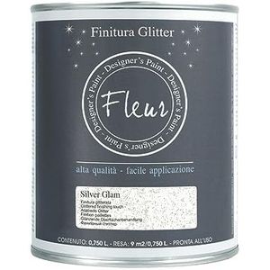 Fleur Designer'S Paint Fleur Glitterlak voor muren, 0,750 l, fijn zilver