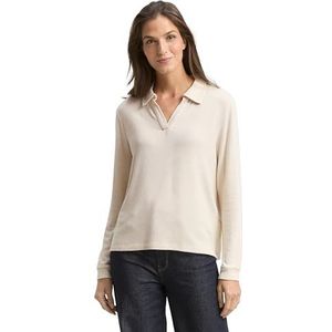 TOM TAILOR - Poloshirt - Ecru - Lange Mouw - Normale Pasvorm