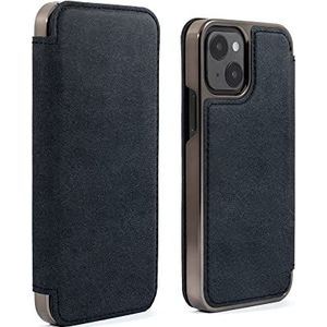 Greenwich BLAKE Alcantara Hoesje voor iPhone 13 Compatibel met MagSafe Draadloos Opladen - Beluga (Zwart)