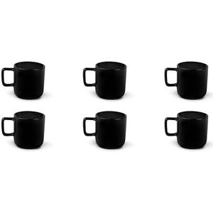 Excelsa Nordic Set met 6 zwarte koffiekopjes, keramiek, aardewerk, inhoud 80 ml.