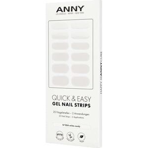 ANNY Gel nagelstrips - uv-nagelfolie om op te plakken, met uv-lamp, duurzaam en splintervrij, eenvoudig in gebruik, kleur: white candy - zijdeachtig wit, nr. 4