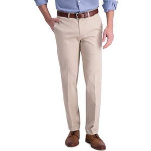 Haggar Men's Iron Free Premium Khaki Straight Fit Flat Front Flex Waist Casual Pant Sand 36 x 29
