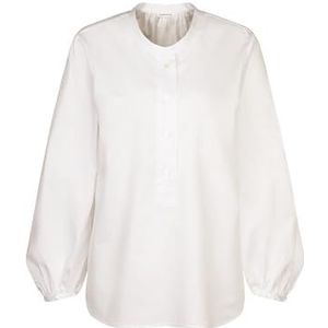 Seidensticker Damesblouse met opstaande kraag, modieuze blouse, regular fit, opstaande kraag, lange mouwen, 100% katoen, wit, 42