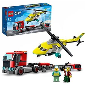 LEGO City Great Vehicles Reddingshelikopter Transport, Speelgoed Vrachtwagen en Helikopter Voertuigen Set voor Jongens en Meisjes vanaf 5 Jaar, Cadeau voor Kinderen 60343