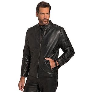 JP 1880 Heren grote maten grote maten Menswear L-8XL leren jas, bikerstijl, fijnste lamsnappa, schouderstiksel 820704, zwart, 6XL grote maten