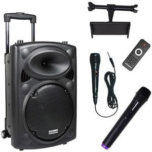 DYNASONIC - DYNAPRO 10 Plus professionele draagbare bluetooth-luidspreker, krachtige bluetooth-luidspreker met 500 W, 2 karaoke-microfoons en tablethouder