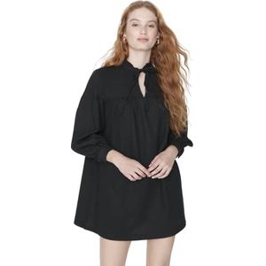Trendyol Rechte mini-jurk met lange mouwen voor dames, casual, zwart, 36