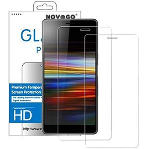 Novago displaybeschermfolie voor Sony Xperia L3, gehard glas, hardheid 9H, ultra helder en krasbestendig, 2 stuks